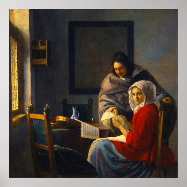 Poster Girl interrupted at her music by Johannes Vermeer (Frente)