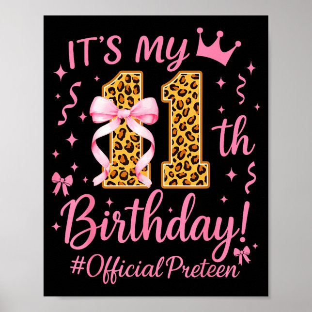 Poster Girl Preteen Nk Coquette Bow Its My 11th Birthday  (Frente)