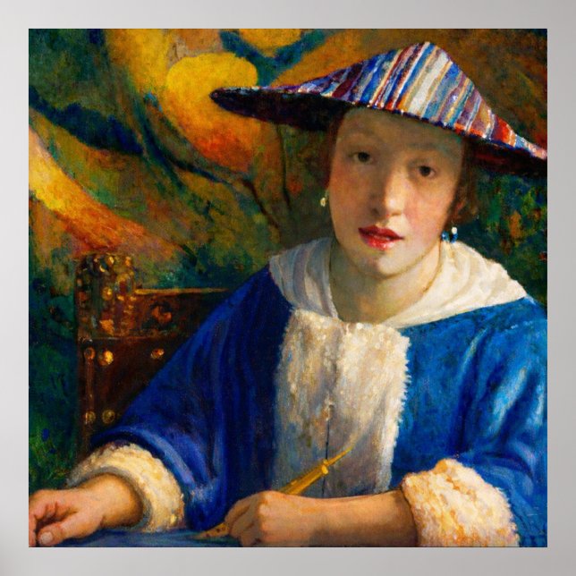 Poster Girl with a Flute by Johannes Vermeer (Frente)