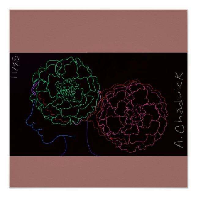 Pôster Girl with Marigold Afro Puffs Glossy Poster (Frente)