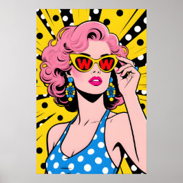 Poster Girl with Yellow Sunglasses Pop Art