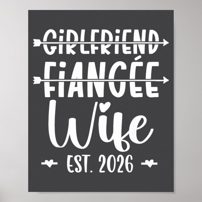 Poster Girlfriend Fiance Wife 2026 Just Married Wedding H (Frente)
