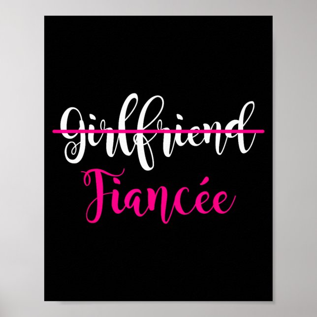 Poster Girlfriend Fiancee Shirt Engagement Party Couple T (Frente)