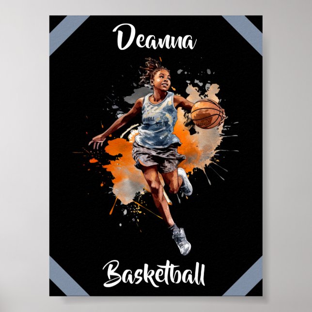 Poster Girls Basball Watercolor Personalizada (Frente)