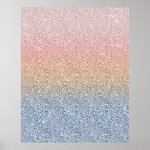 Poster Girls Blush Rosa Dourado Blue Ombre Sparkles