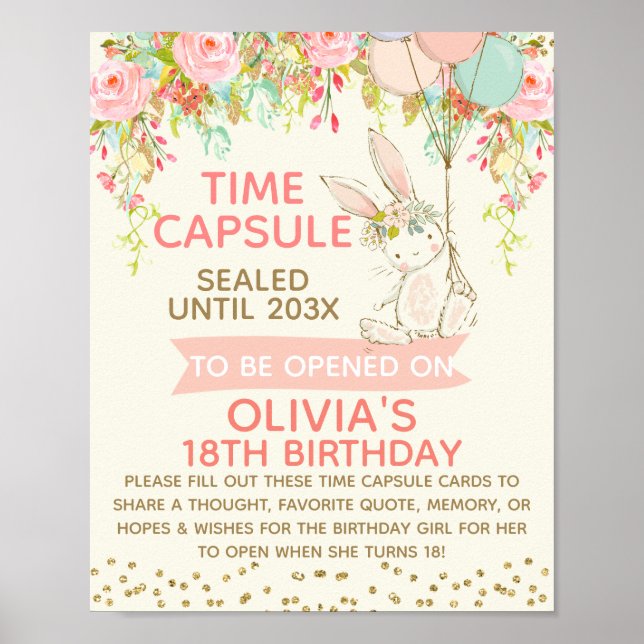 Poster Girls Bunny Time Capsule Sinal 8x10 polegadas (Frente)