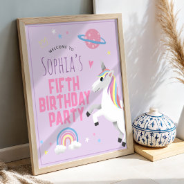 Poster Girls Cute Magical Unicorn Birthday Welcome Sign