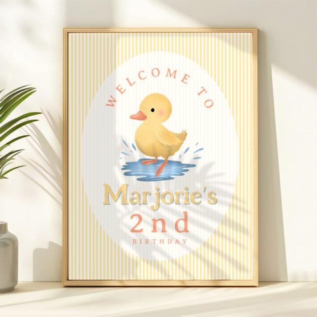 Poster Girls Cute Pastel Duckling Birthday Welcome Sign (Criador carregado)