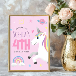 Poster Girls Cute Pink Unicorn Welcome Sign