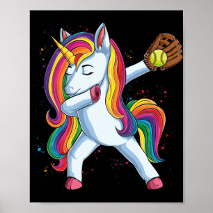 Poster Girls Dabbing Softball Unicorn Roupa Sport