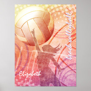 Poster Girls esportivas Sunset Beach Voleibol