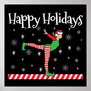 Poster Girls Gymnastics Elf de Natal