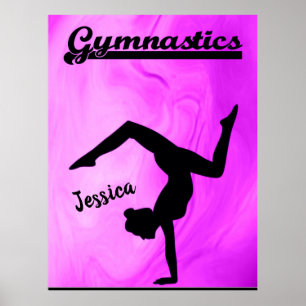 Poster Girls Gymnastics Purple Swirl Personalizado