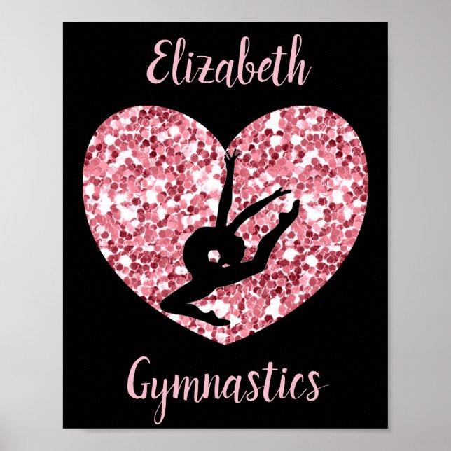 Poster Girls Gymnastics Rosa Dourado Personalizado (Frente)