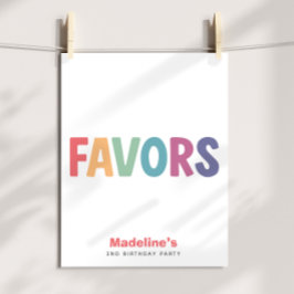 Poster Girls Minimalist Rainbow Favors Birthday Sign
