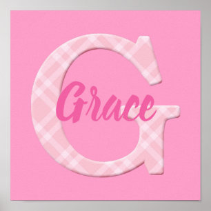 Poster Girls Name Custom Xadrez Letter G