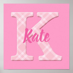Poster Girls Name Custom Xadrez Letter K