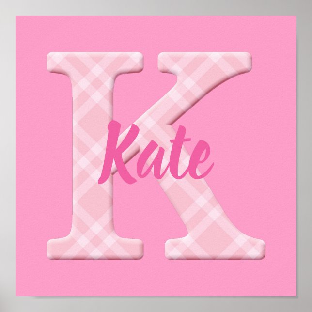 Poster Girls Name Custom Xadrez Letter K (Frente)