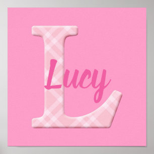Poster Girls Name Custom Xadrez Letter L