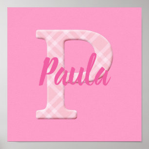 Poster Girls Name Custom Xadrez Letter P