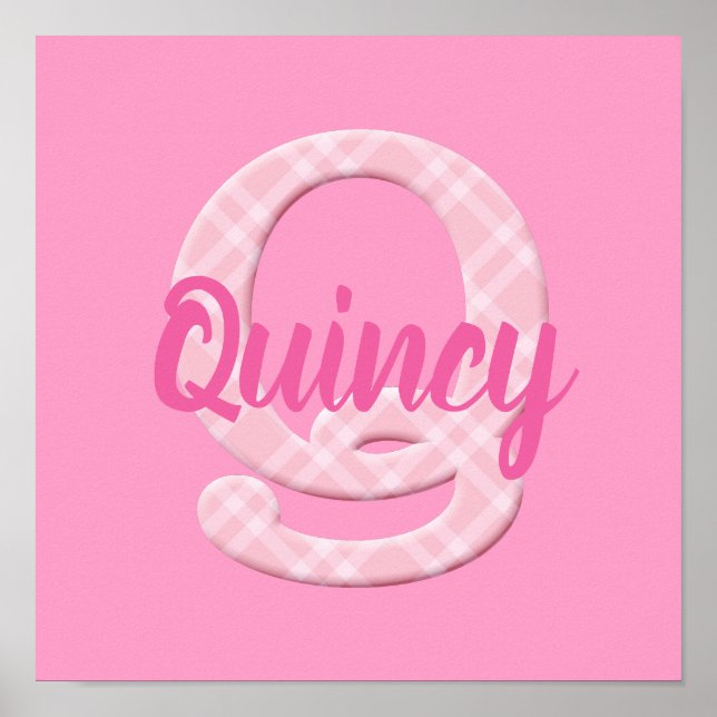 Poster Girls Name Custom Xadrez Letter Q (Frente)