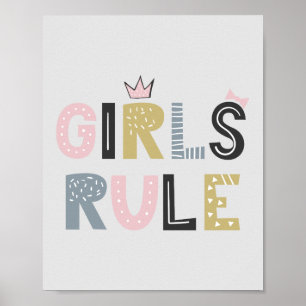 Poster Girls Rule Arte Escandinava de Palavras