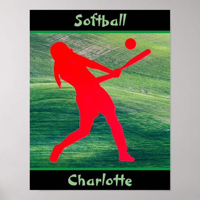 Poster Girls Softball Batt Up on Green (Frente)