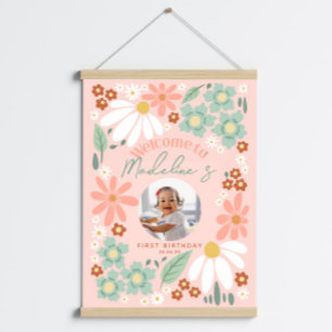 Pôster Girls Wildflower Daisy Photo Birthday Sinal de Boa