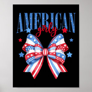 Poster Girly Americano Fofo Coquete Laço 4 De Julho EUA W