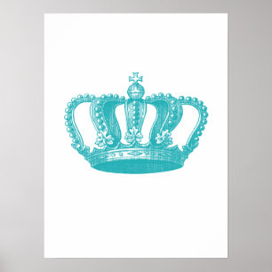 Poster Girly Aqua Blue Vintage Crown