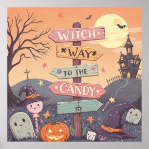 Poster Girly Halloween - Witch Way to the Candy