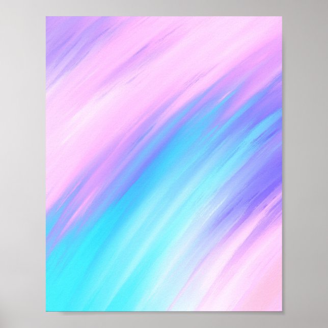 Poster Girly Modern Pink Blue Purple Paint Smudges (Frente)