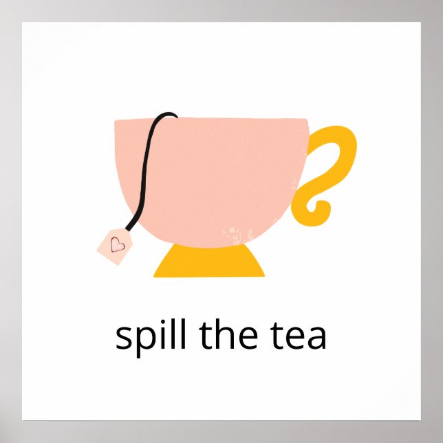 Poster Girly Pink Orange Teacup Derramar o Chá (Frente)
