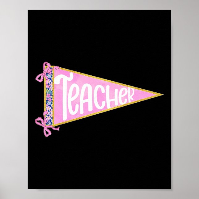 Poster Girly Teacher Appreciation Coquette Bow Ck To Scho (Frente)