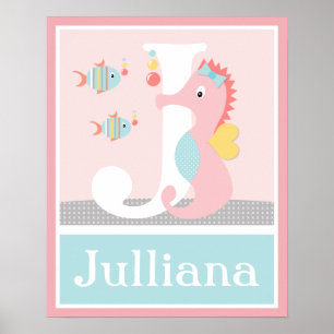 Poster Giry Sea Ocean Life Pink Seacavalo Inicial