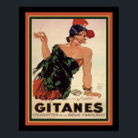 Poster Gitanes 1931 Art Deco Cigarette Ad<br><div class="desc">Art Deco "Gitanes",  Anúncio francês de cigarro,  ca. 1931,  de Jules Isnard</div>