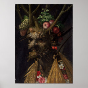 Poster Giuseppe Arcimboldo quatro estações em uma cabe