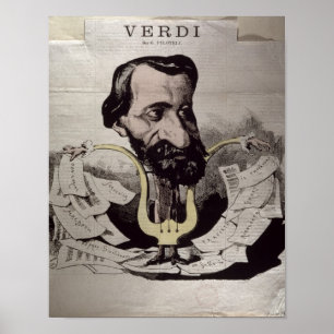 Poster Giuseppe Verdi, caricatura, 1860's