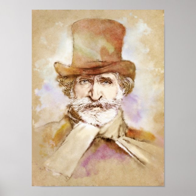 Poster Giuseppe Verdi Retrait im Aquarell Style (Frente)