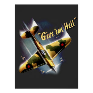 Pôster Give 'Em Hell - Retro Spitifire