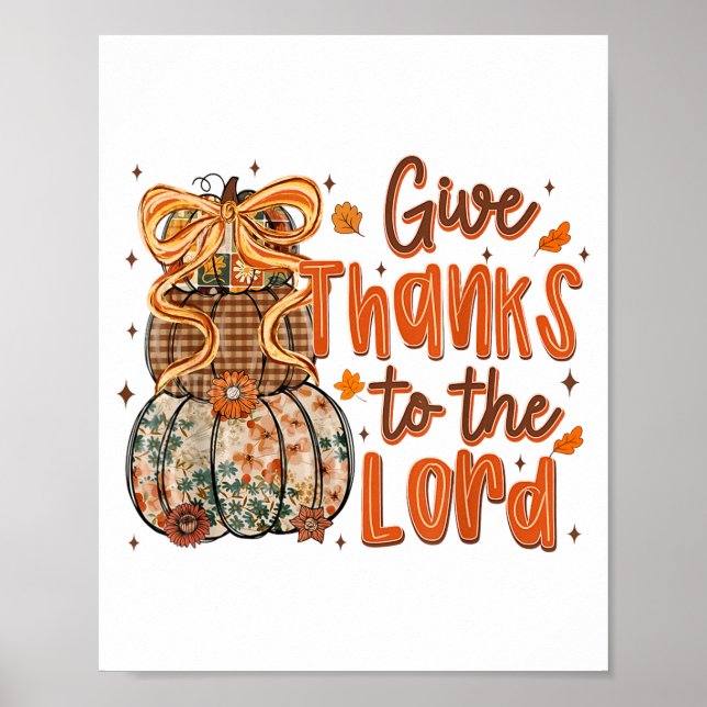 Poster Give Thanks To The Lord Fall Christian Cross Coque (Frente)
