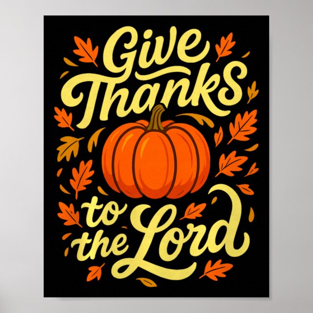Poster Give Thanks To The Lord Pumpkin Christian Fall Des (Frente)