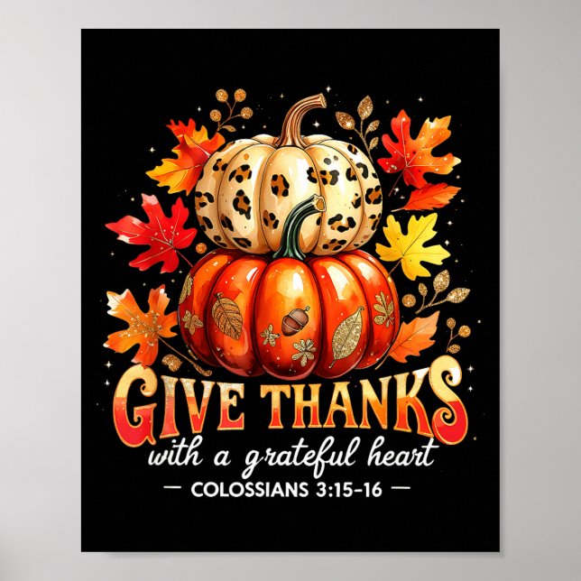 Poster Give Thanks With A Grateful Heart Bible Verse Pump (Frente)