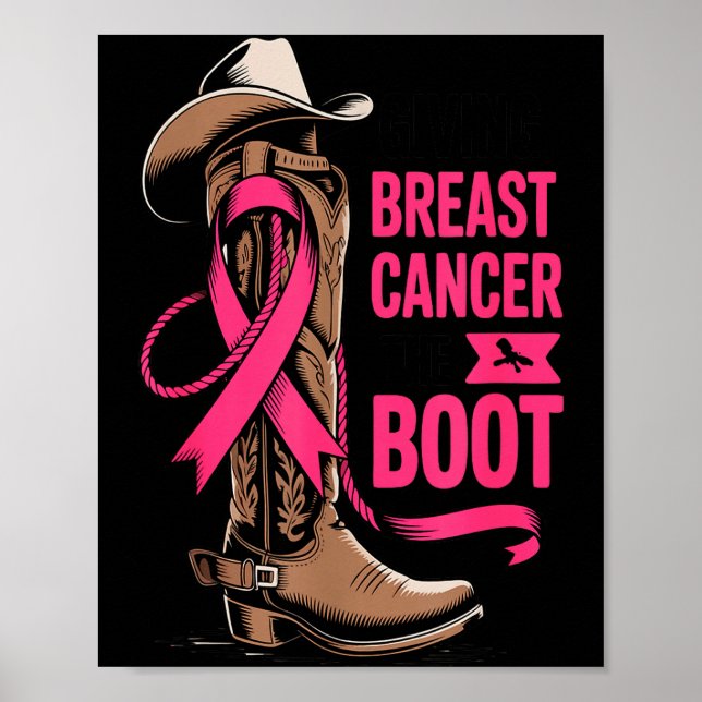 Poster Giving Breast Cancer The Boot Cowboy Design  (Frente)