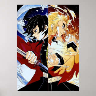 Poster Giyu Tomioka e Kyojuro Rengoku
