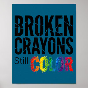 Poster Giz de cera quebrados colorem camiseta conscientiz