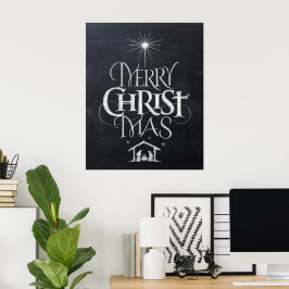 Poster Giz Negro Natal Cristão Mas Cristo feliz