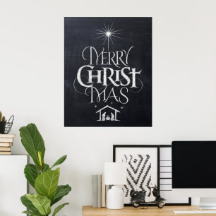 Poster Giz Negro Natal Cristão Mas Cristo feliz