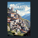 Poster Gjirokaster Albânia - Viagem Art Vintage<br><div class="desc">Gjirokastër, vetor retro, viagem. Está situado num vale entre as montanhas Gjerë e o Drino.</div>