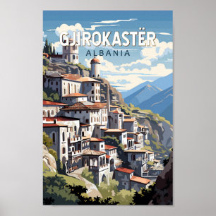 Poster Gjirokaster Albânia - Viagem Art Vintage